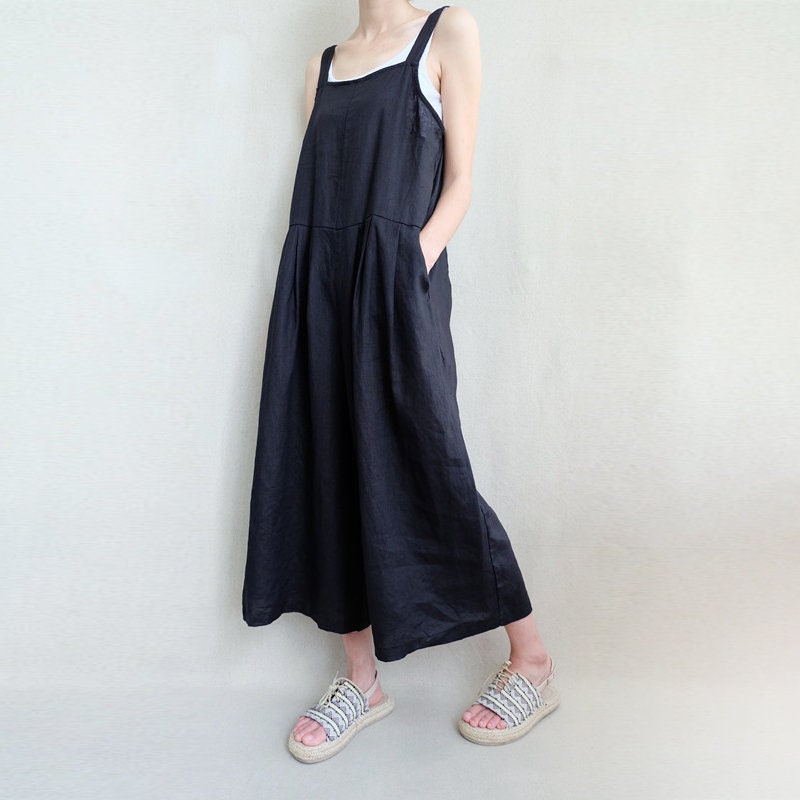 Daisy Red Linen Jumpsuit — view 3