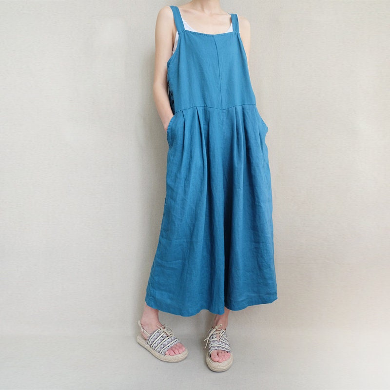 Daisy Red Linen Jumpsuit — view 4