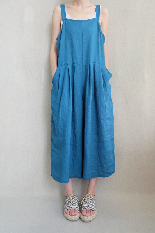 Daisy Red Linen Jumpsuit — view 6
