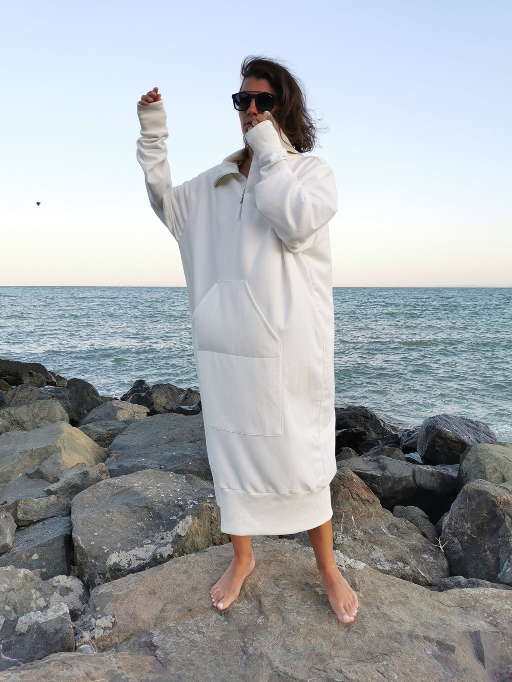Aria White Cotton Shirt Dress — view 3