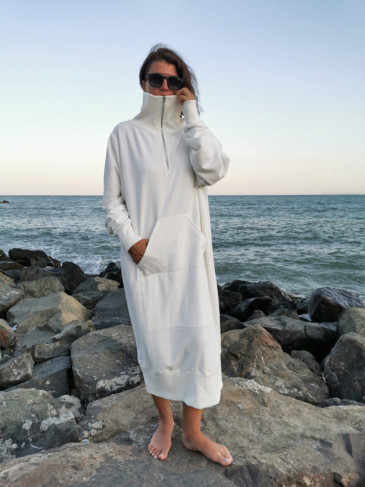 Aria White Cotton Shirt Dress — view 5