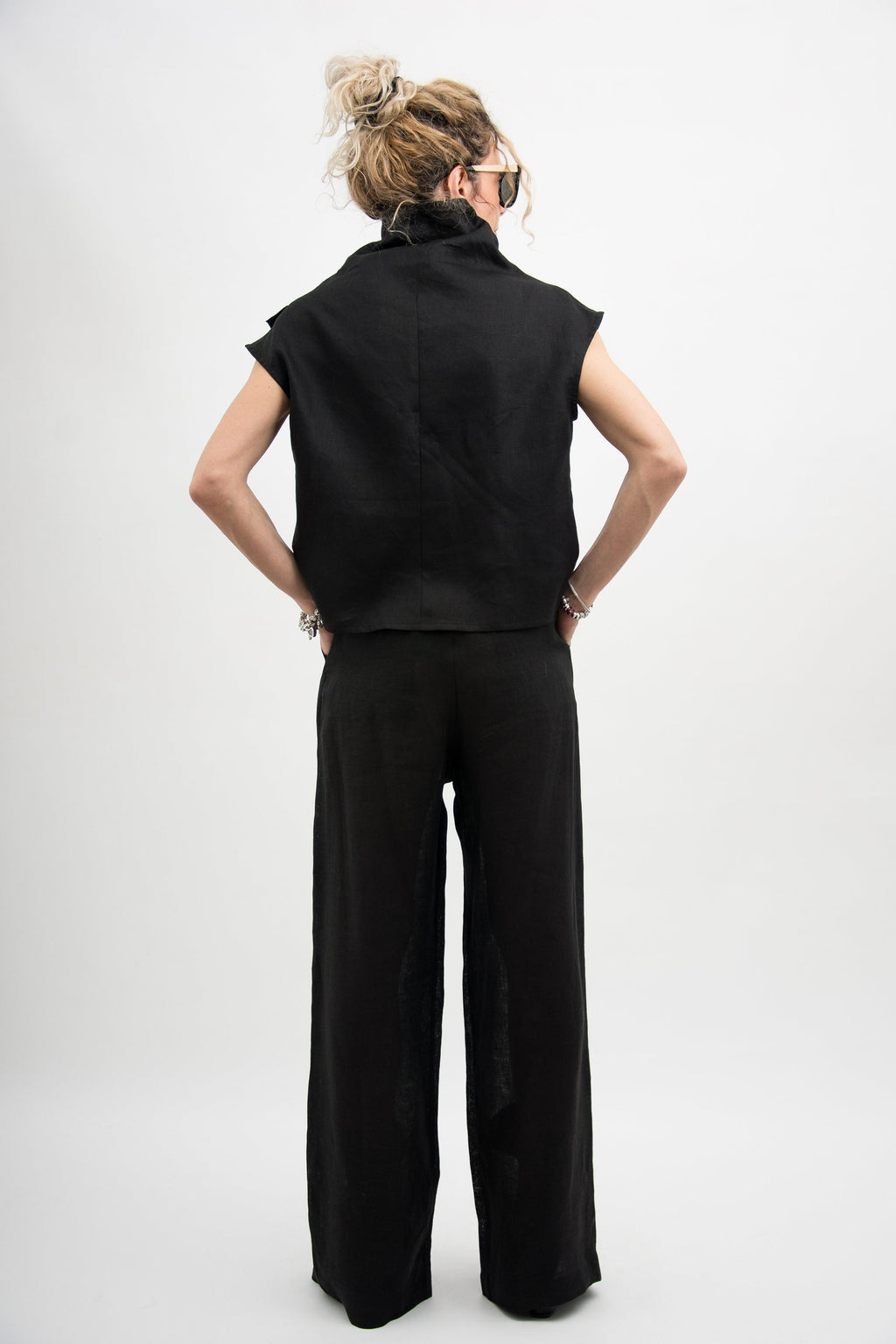 Helena Black Linen Blouse — view 5