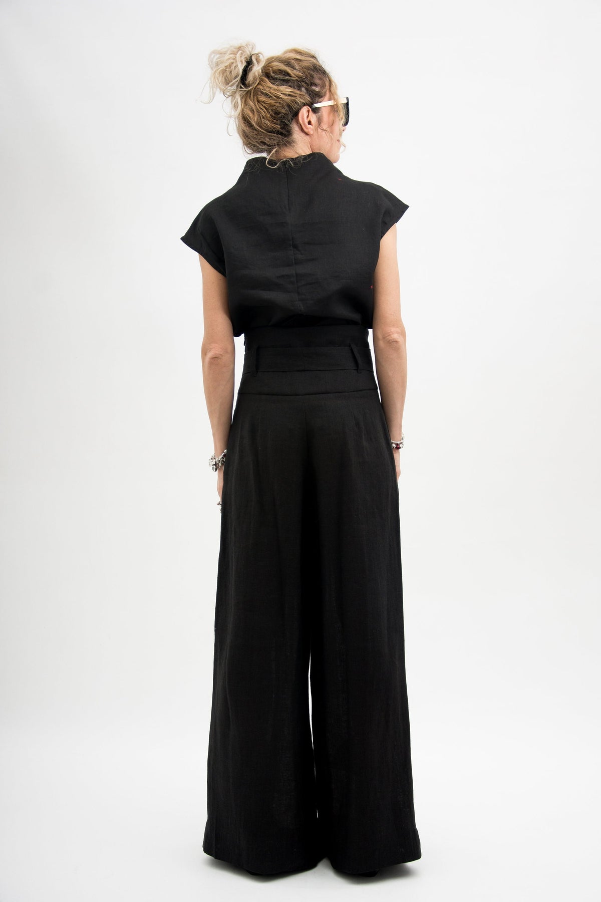 Ingrid Black Linen Blouse — view 5