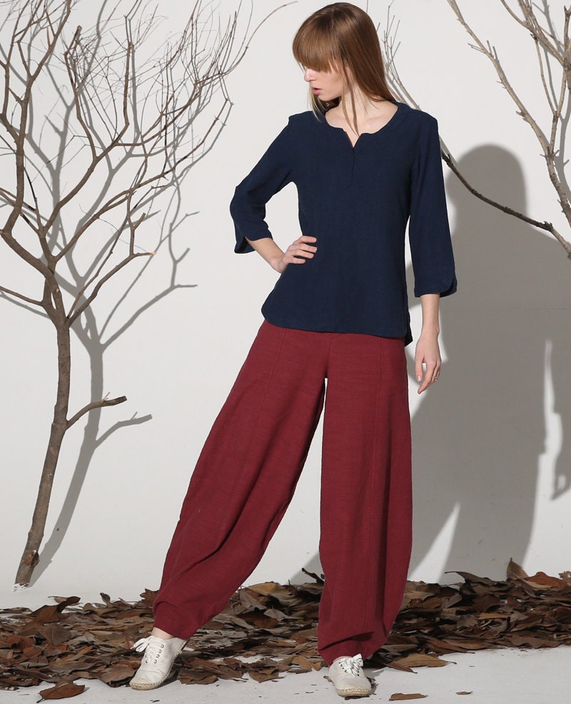 Isla Red Linen Pants — view 4