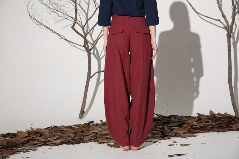 Isla Red Linen Pants — view 5
