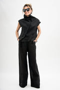 Helena Black Linen Blouse — The Clothing Closet