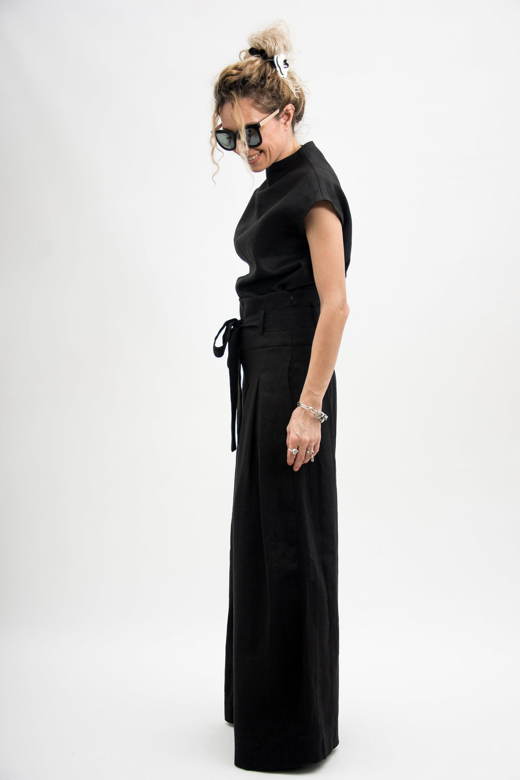 Ingrid Black Linen Blouse — view 4