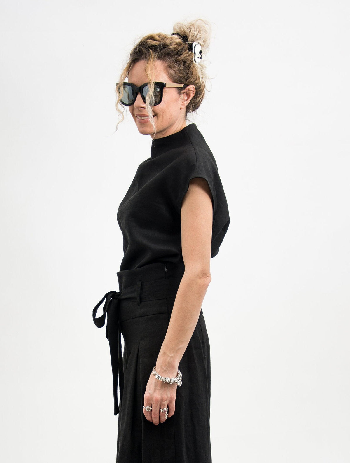 Ingrid Black Linen Blouse — view 3