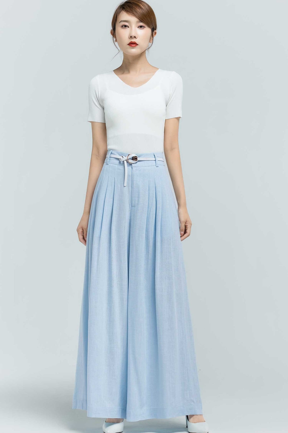 Halle Blue Linen Pants — view 4