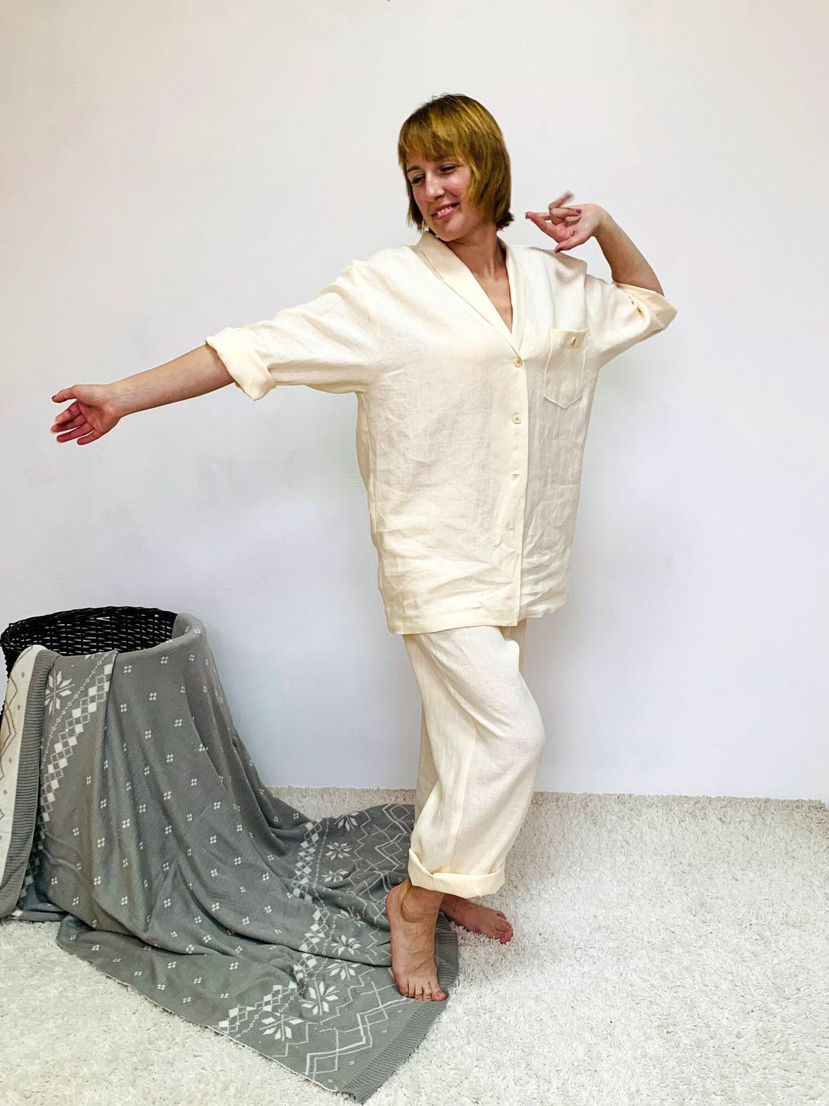 Fern Ivory Linen Pants — view 3