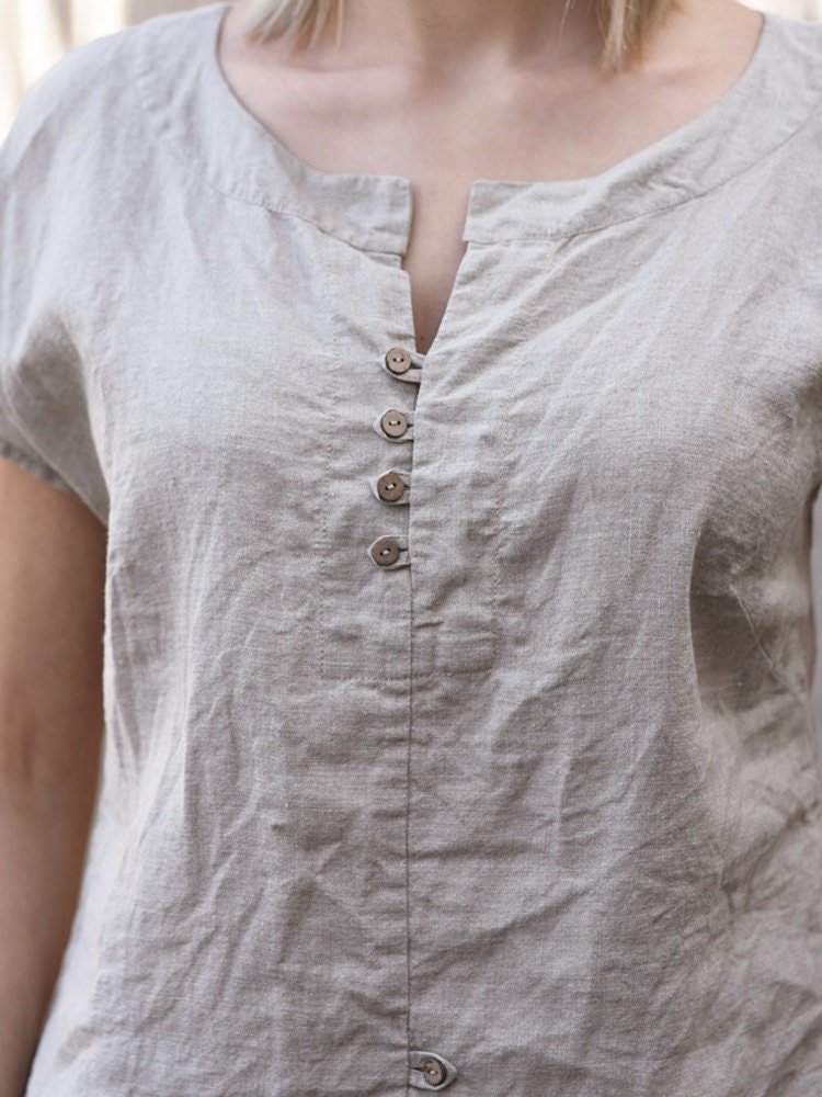 Sloane Gray Linen Blouse — view 5