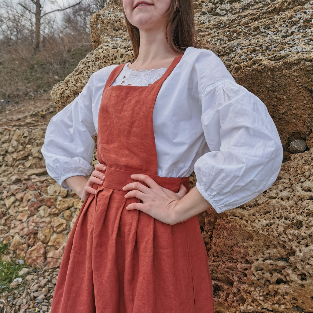 Mila Purple Linen Midi Pinafore Dress — view 4