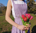 Mila Purple Linen Midi Pinafore Dress — The Clothing Closet