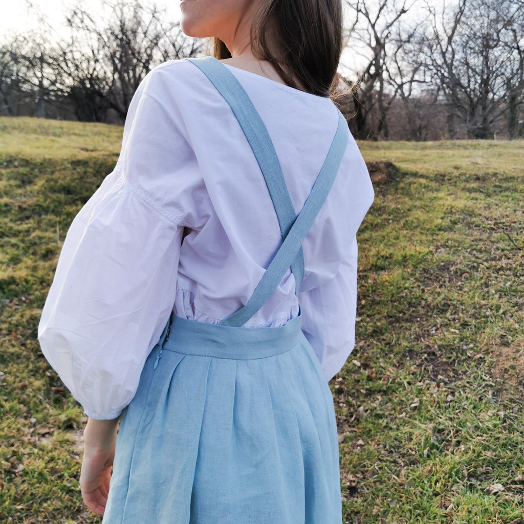 Bianca Green Linen Midi Pinafore Dress — view 4