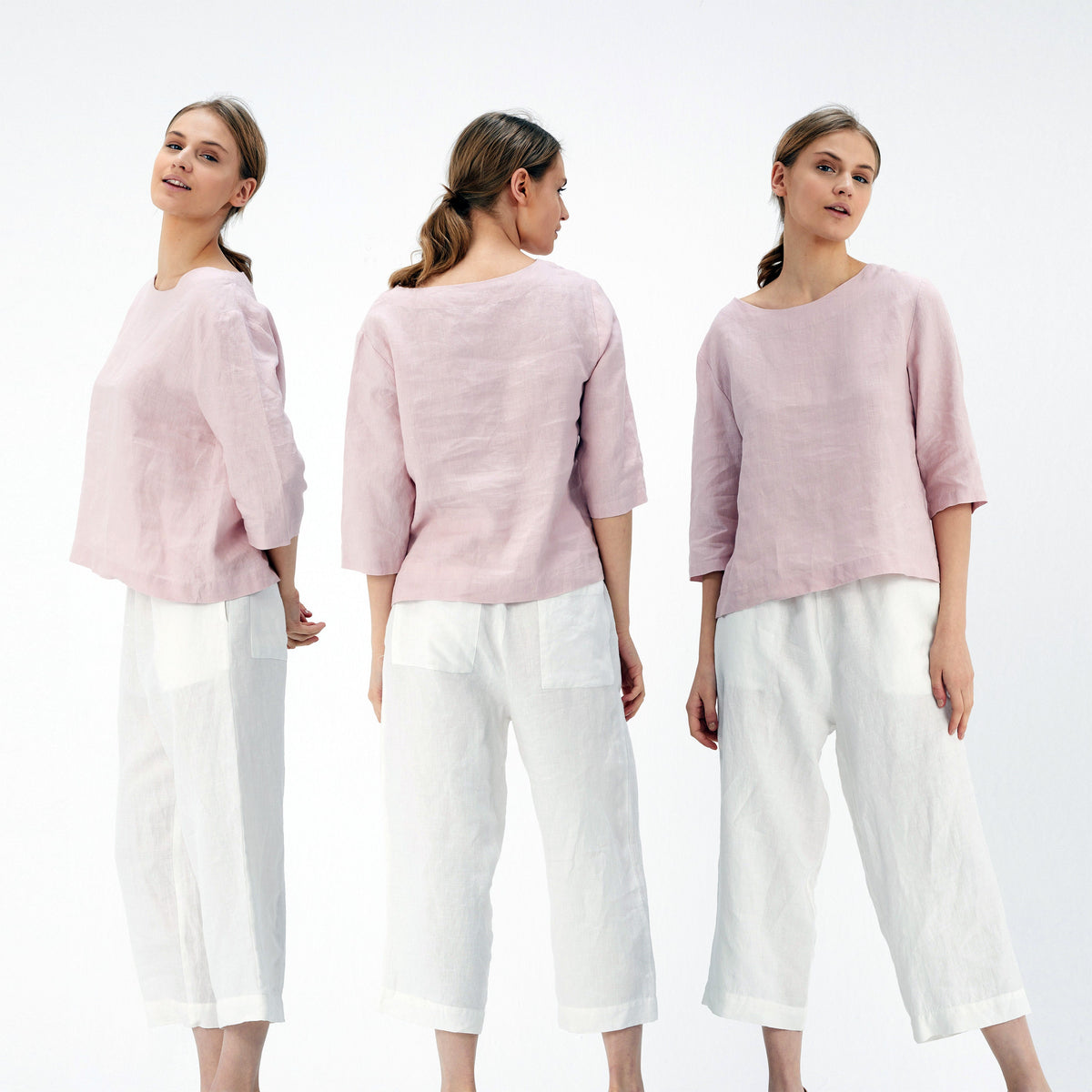 Ines White Linen Pants — view 3