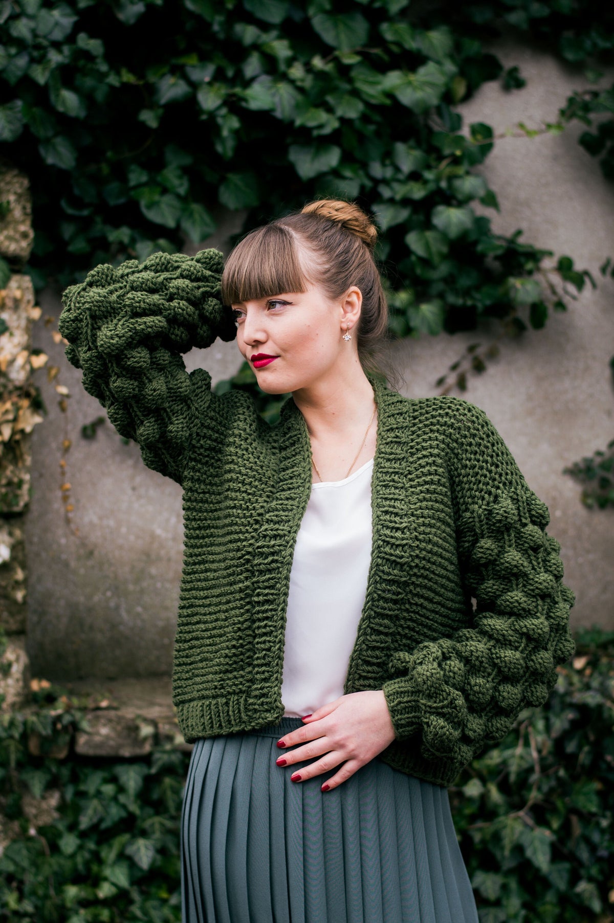 Willa Green Knit Cardigan — view 3