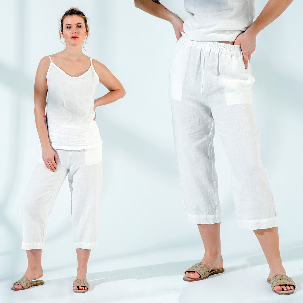Ines White Linen Pants — The Clothing Closet