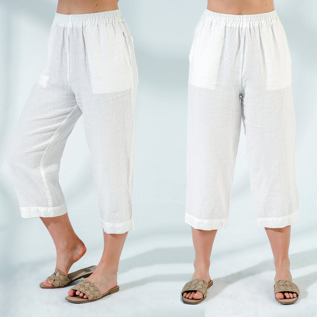 Ines White Linen Pants — view 2