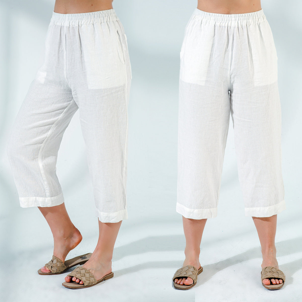 Ines White Linen Pants — view 2