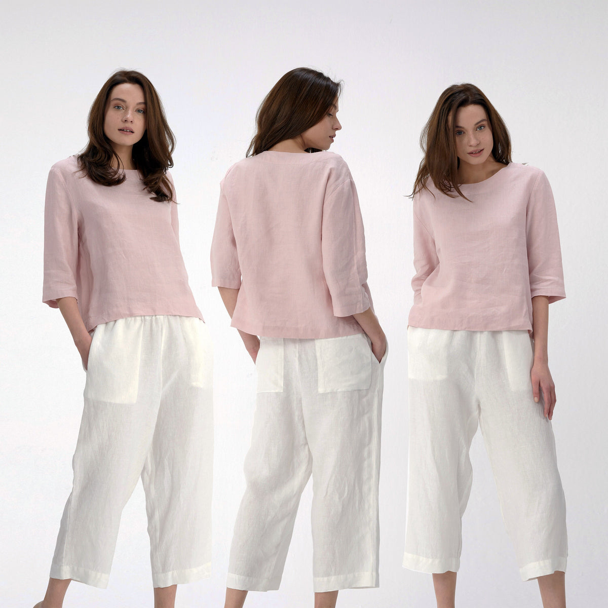 Ines White Linen Pants — view 4