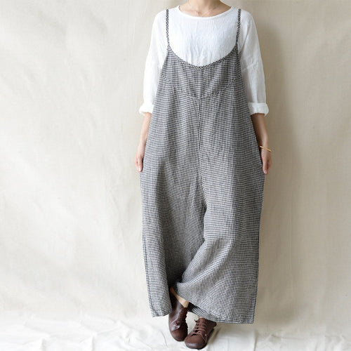 Amara Plaid Linen Jumpsuit — The Clothing Closet