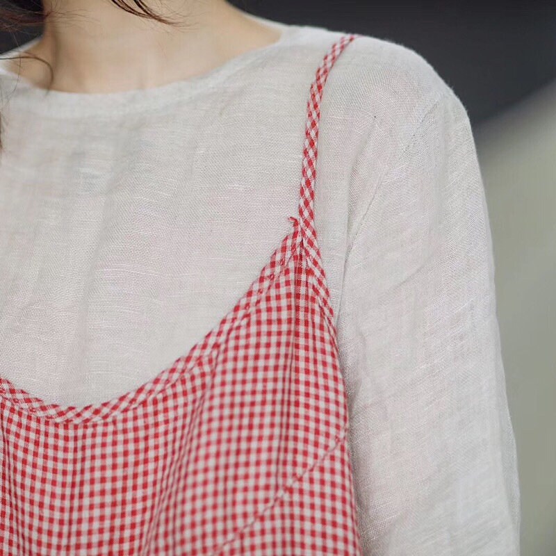 Amara Plaid Linen Jumpsuit — view 2