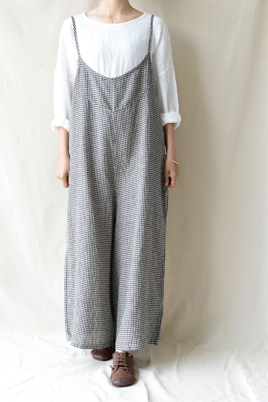 Amara Plaid Linen Jumpsuit — view 5