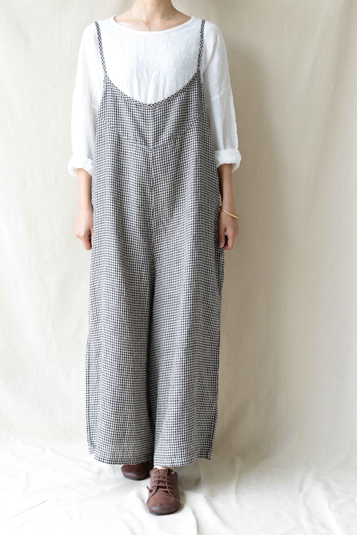 Amara Plaid Linen Jumpsuit — view 5
