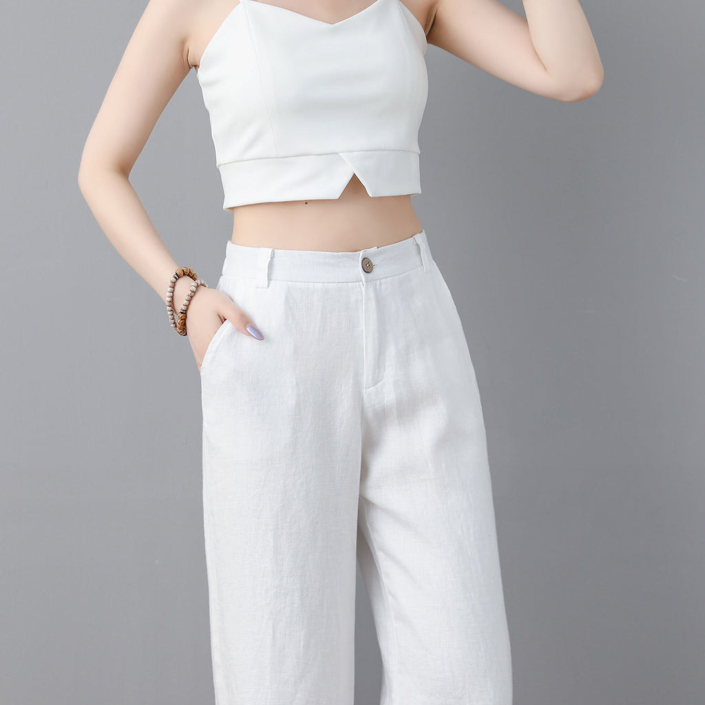 Neve White Linen Pants — view 6