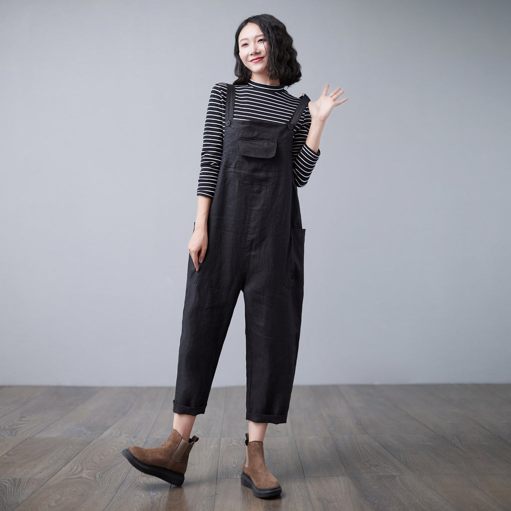 Liv Black Linen Jumpsuit — view 3