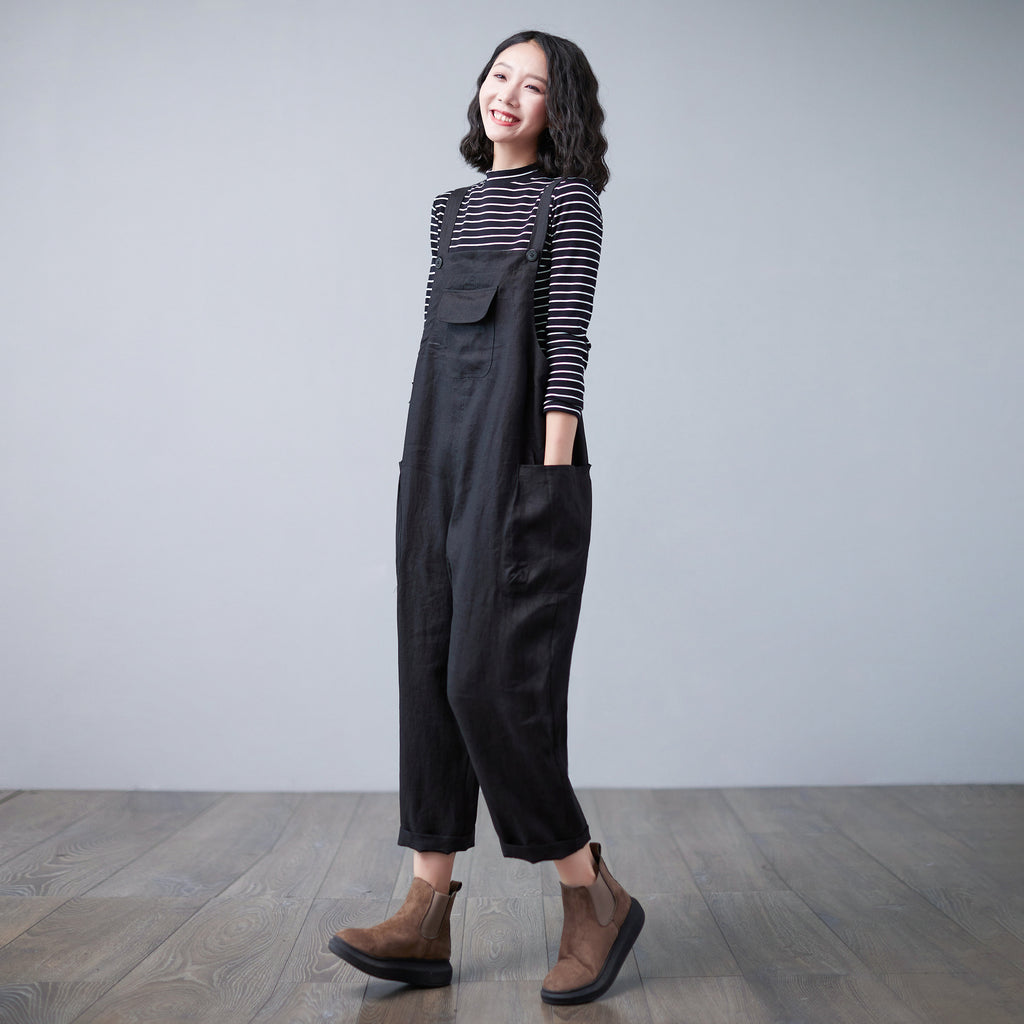 Liv Black Linen Jumpsuit — view 2
