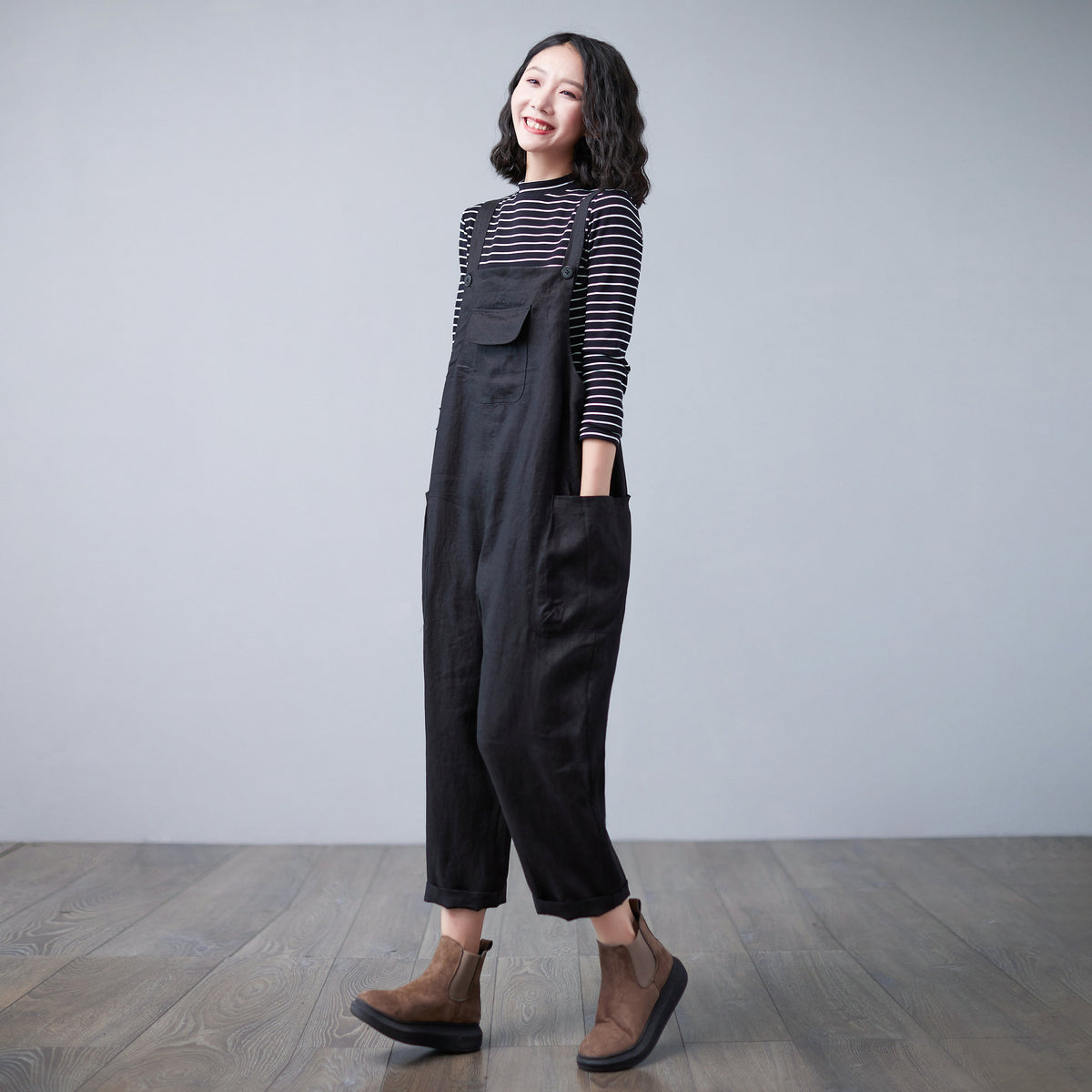 Liv Black Linen Jumpsuit — view 2