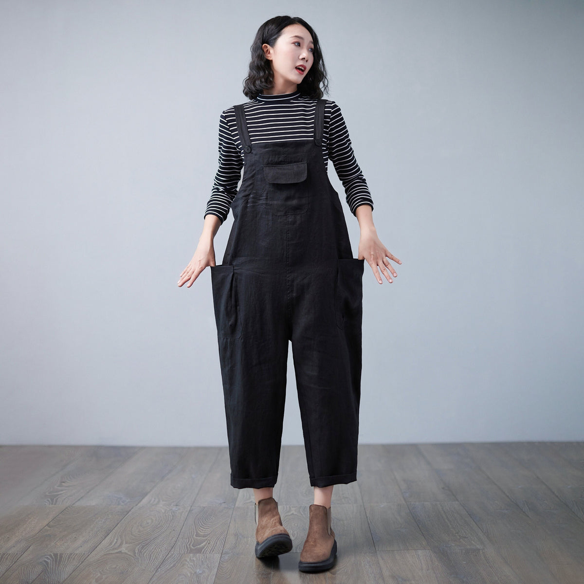 Liv Black Linen Jumpsuit — The Clothing Closet