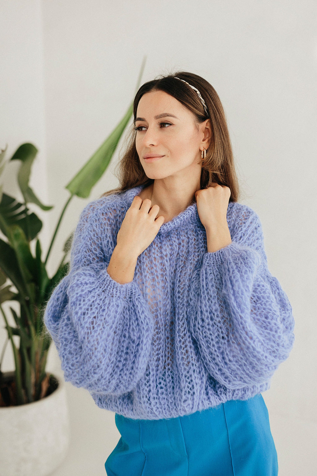 Sadie Blue Wool Cardigan — view 3