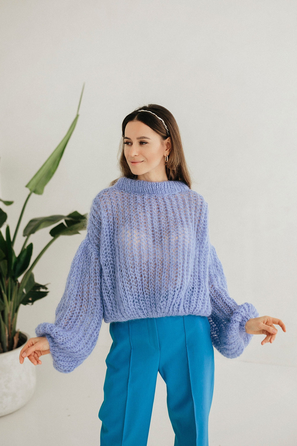 Sadie Blue Wool Cardigan — view 4