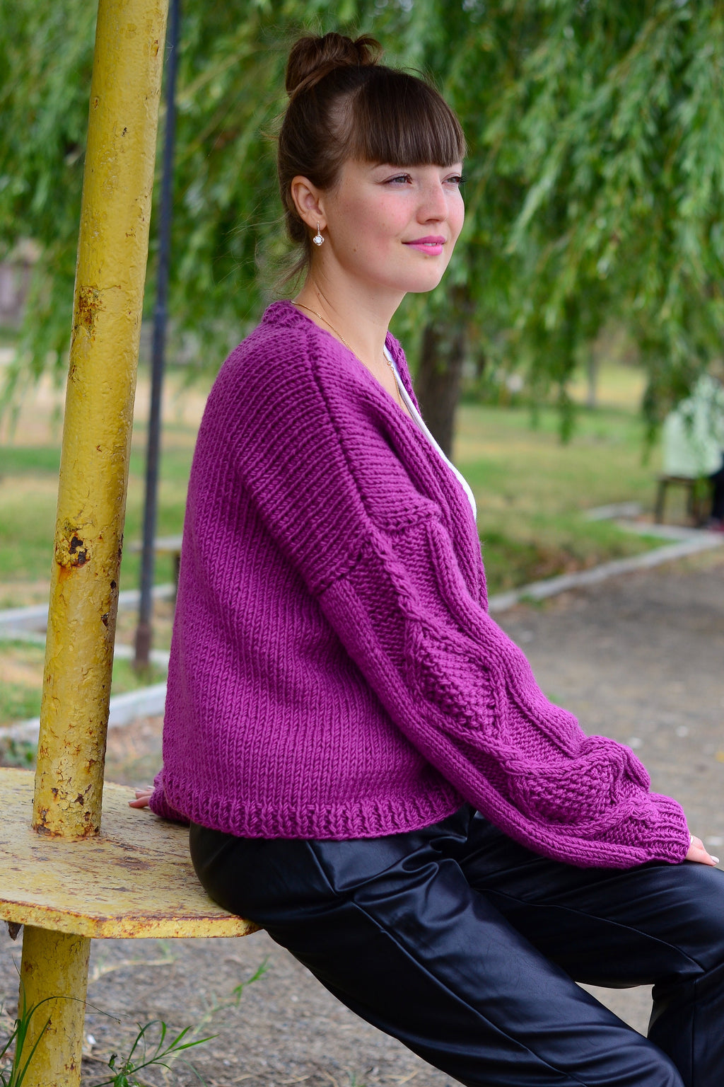 Kiki Purple Knit Cardigan — view 2