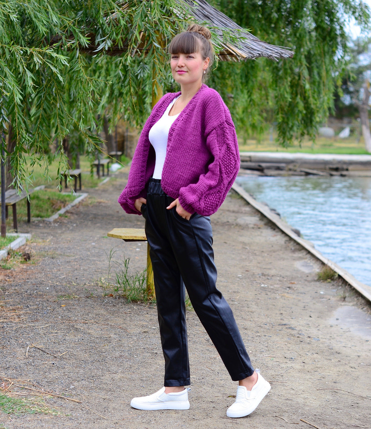 Kiki Purple Knit Cardigan — view 3