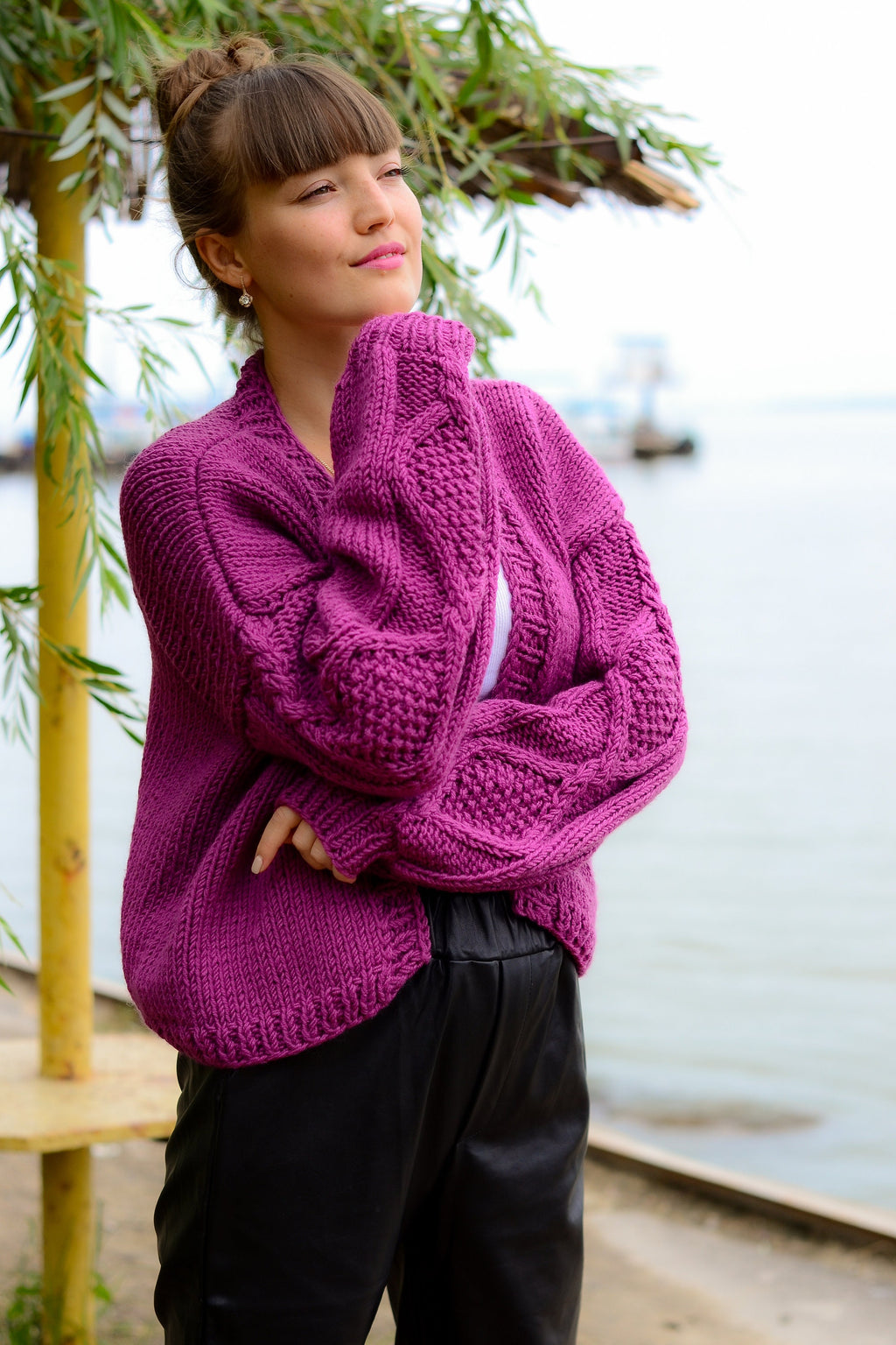 Kiki Purple Knit Cardigan — The Clothing Closet