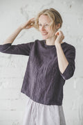 Brielle Gray Linen Blouse — The Clothing Closet