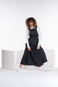 Stella Black Linen Maxi Pinafore Dress — The Clothing Closet