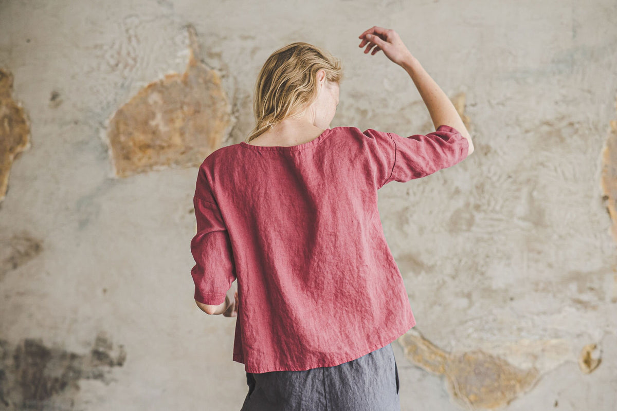 Margot Pink Linen Blouse — view 5