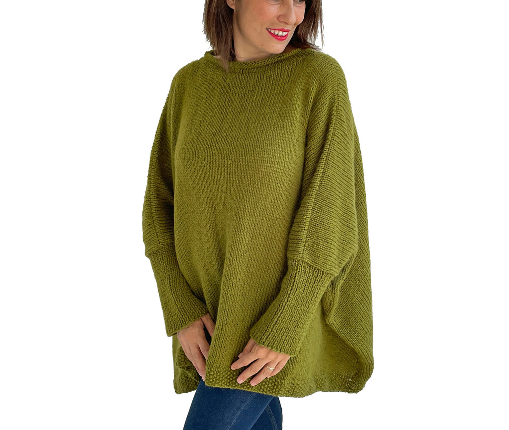Thea Olive Wool Sweater — view 2
