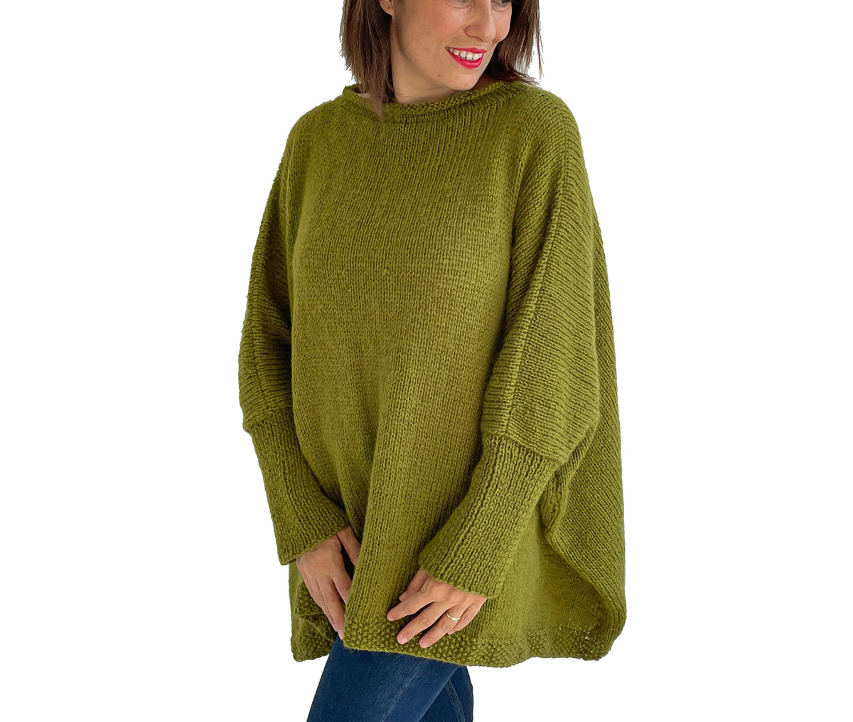 Thea Olive Wool Sweater — view 2