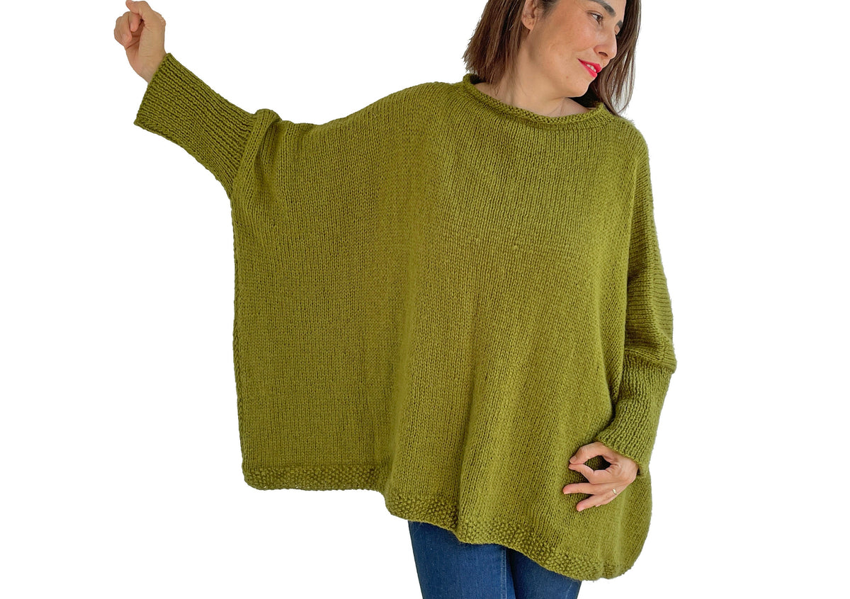 Thea Olive Wool Sweater — view 3
