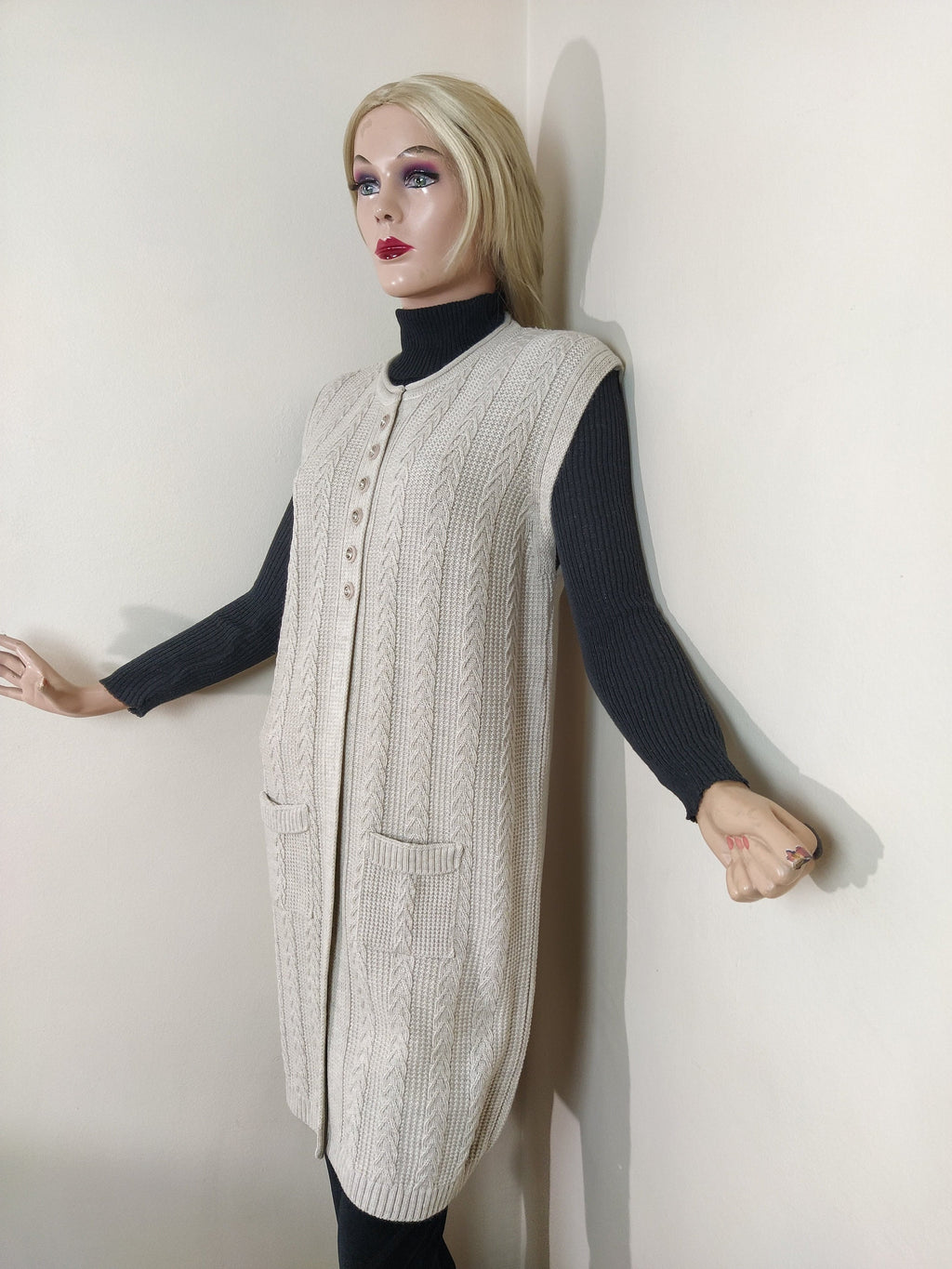 Pearl Teal Wool Vest — view 3