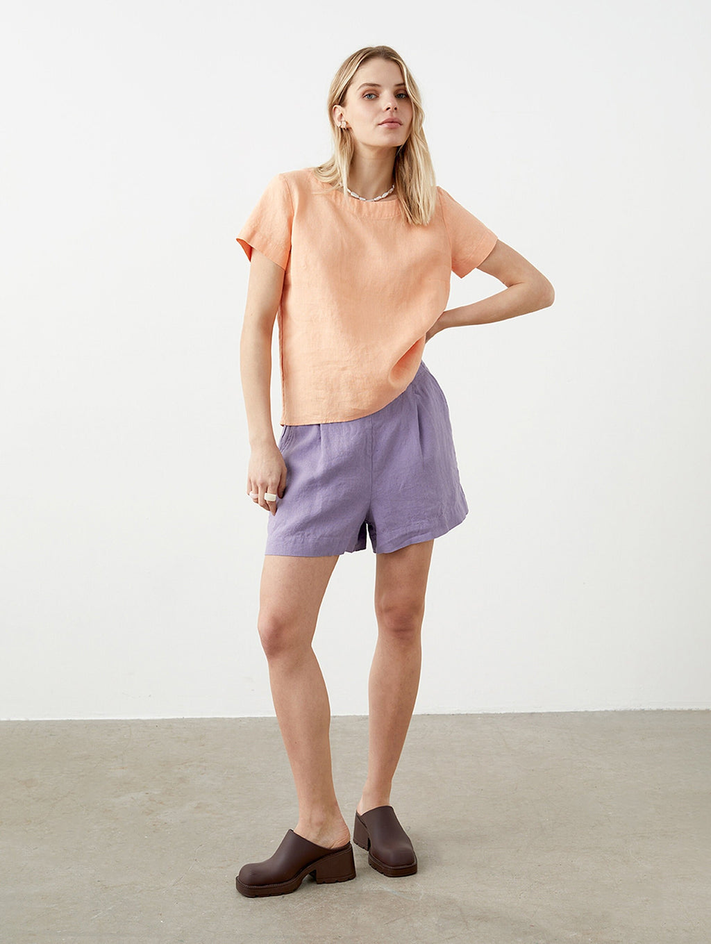Della Blue Linen Blouse — view 3
