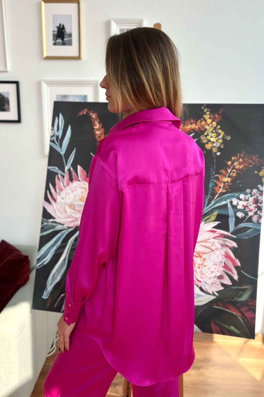 Etta Pink Satin Blouse — view 4