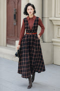 Gemma Plaid Wool A-Line Midi Pinafore Dress — The Clothing Closet