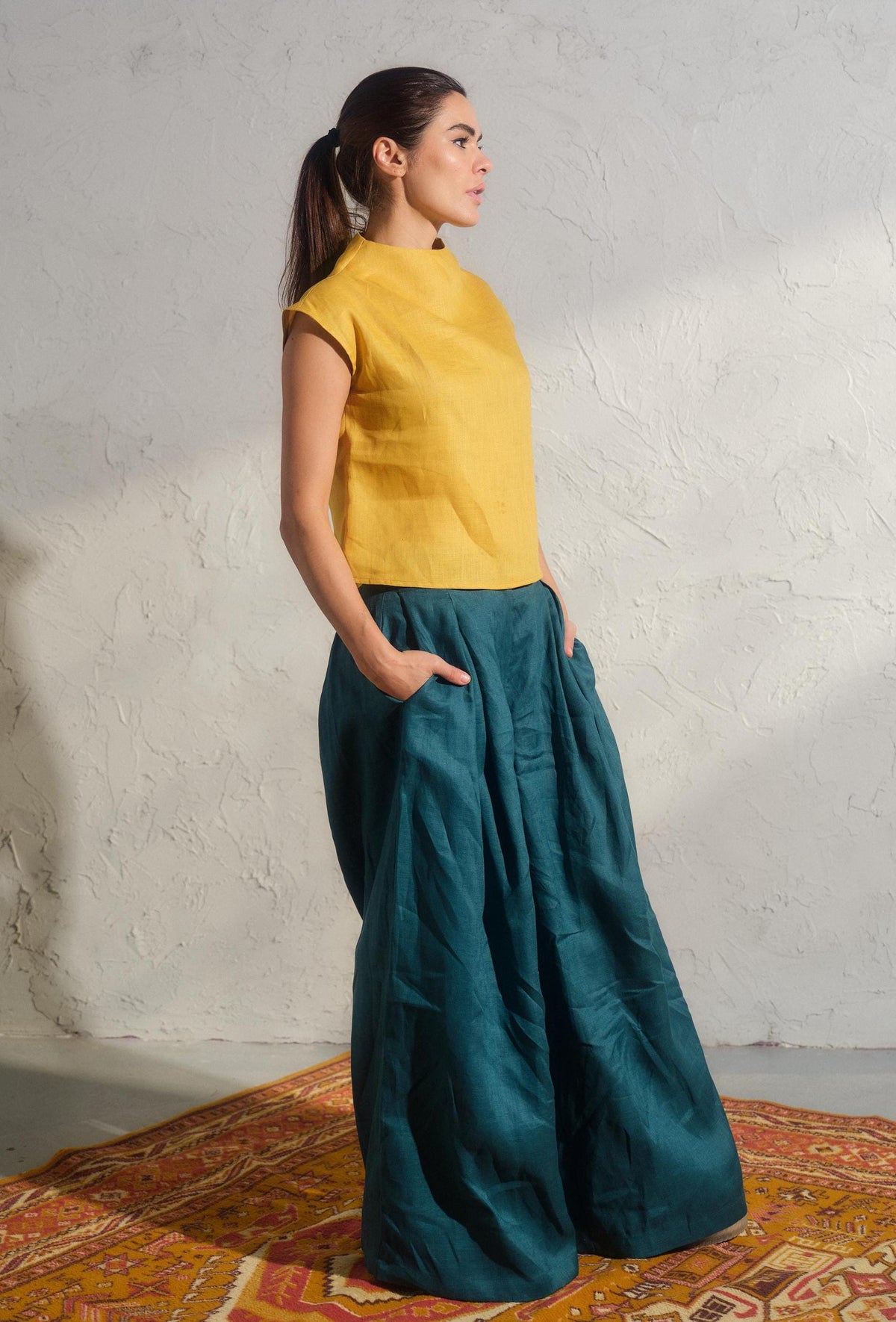 Blair Mustard Linen Blouse — view 5