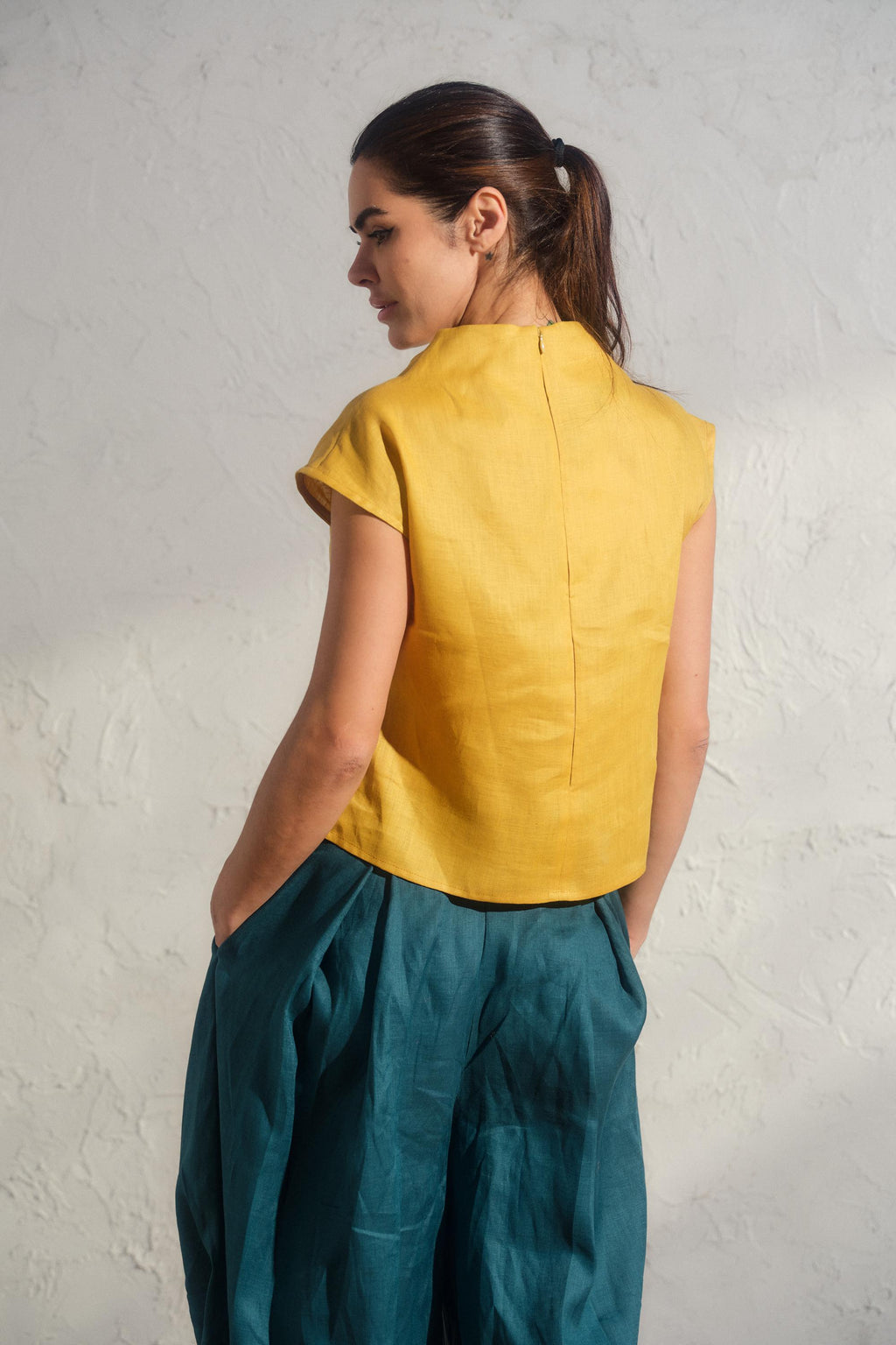 Blair Mustard Linen Blouse — view 3